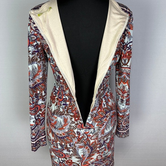 Gianni Bini Boho Paisley Wrap Dress‎ V-Neck Long Sleeve Knee Length Multicolor - Picture 5 of 7